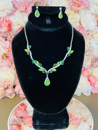 Sage and Emerald Necklace and Earrings Set