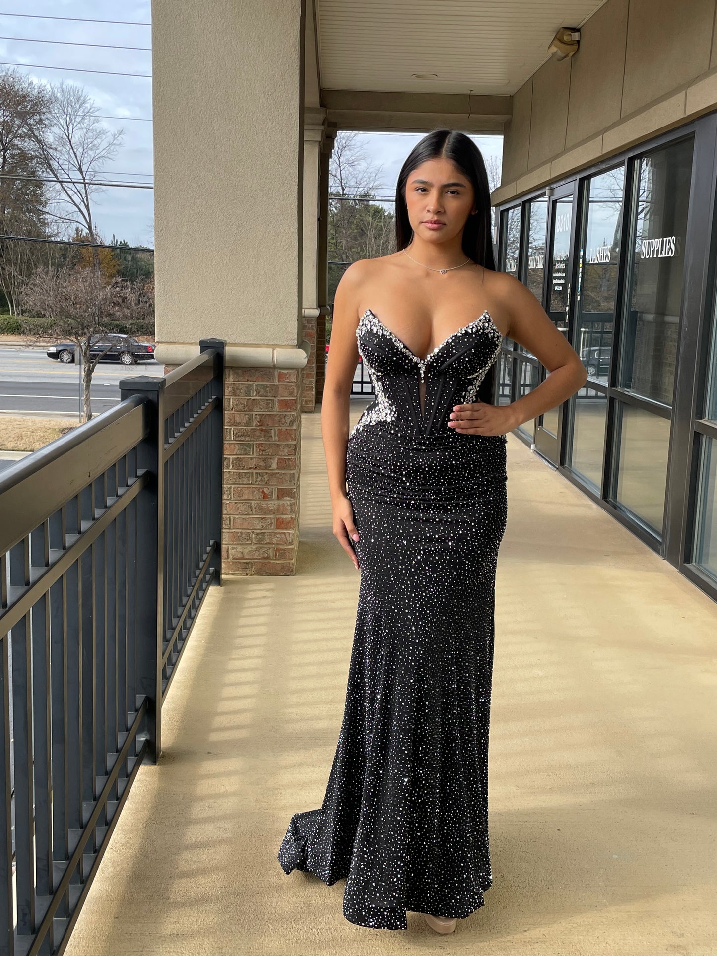 The Jacky Crystal Strapless Fitted Gown