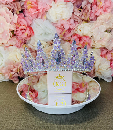 Lilac Rhinestone and Jewel High Point Tiara
