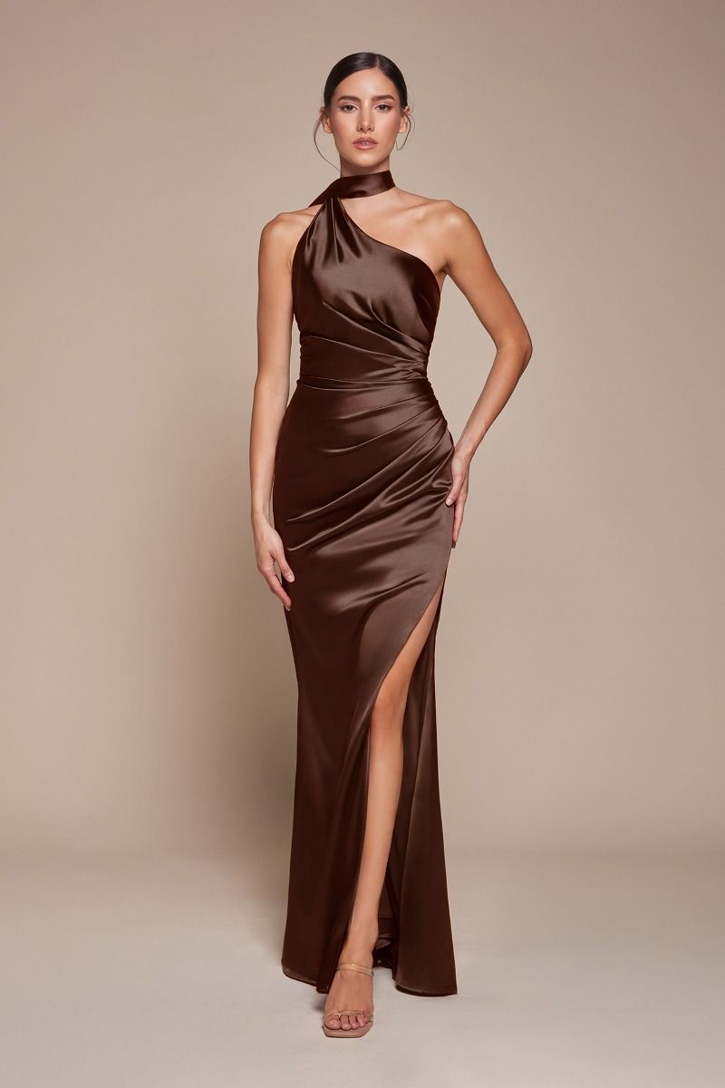 The Diana One Shoulder Satin Gown