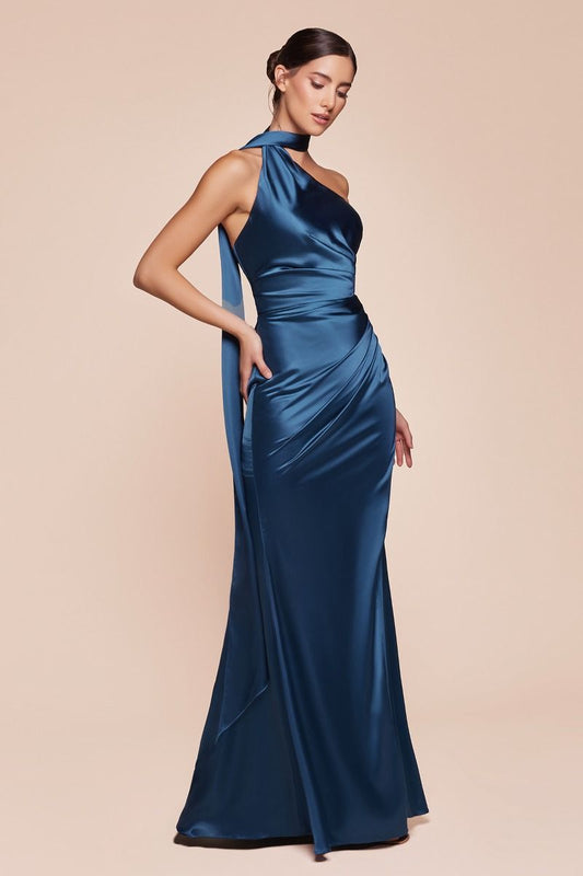 The Diana One Shoulder Satin Gown