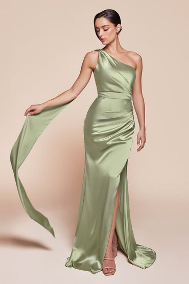 The Diana One Shoulder Satin Gown