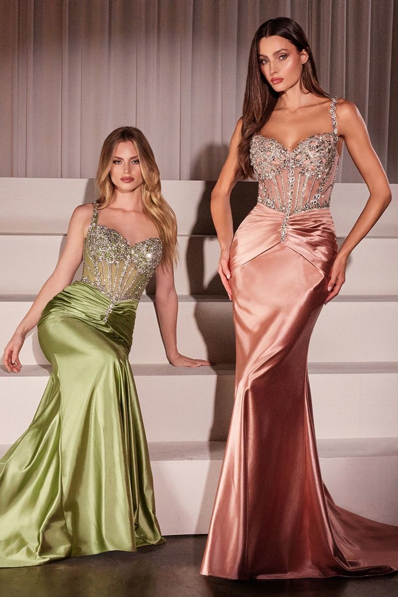 The Hilda Crystal Embellished Satin Gown