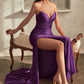 The Dany Luminescent Strapless Satin Fitted Gown