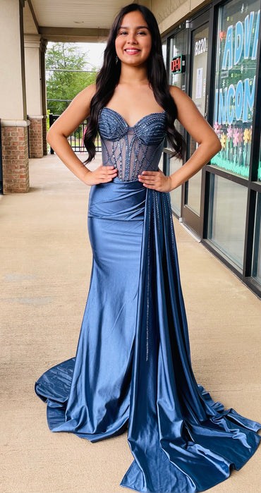 The Marilyn Strapless Crystal Satin Gown