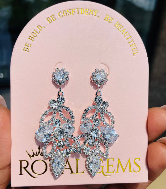 Long Silver Chandelier Earrings