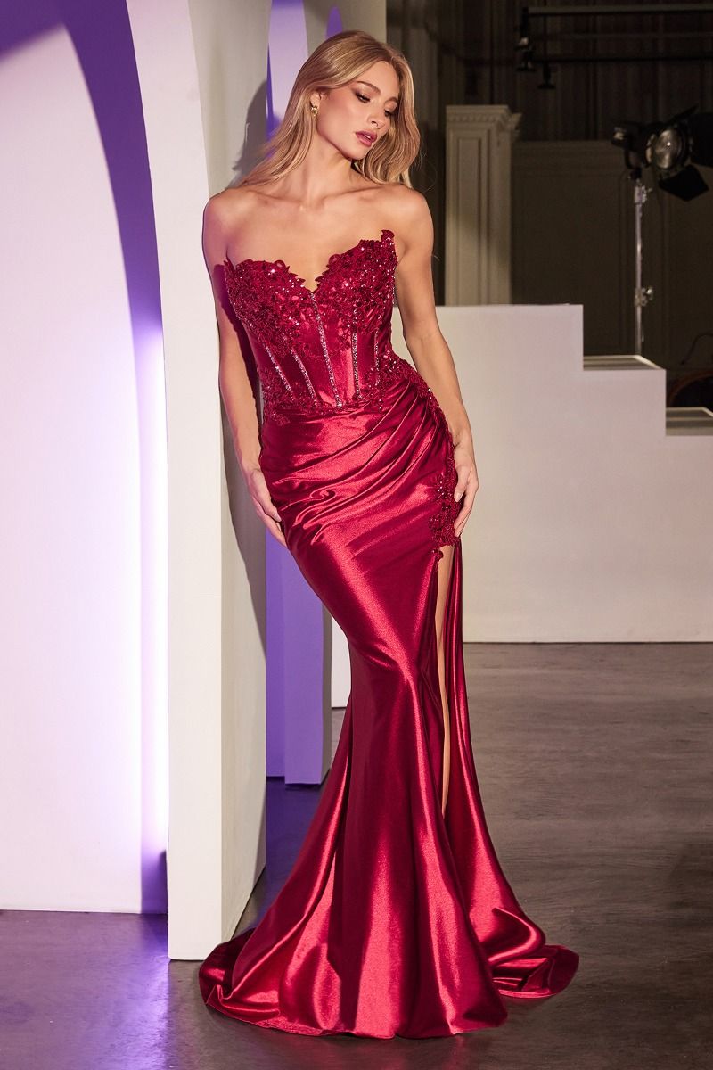 The Janet Corset Fitted Lace and Satin Gown