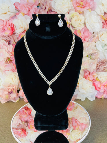 Silver with Gold Necklace and Earrings Set