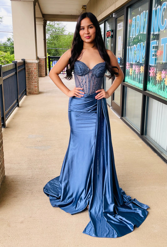 The Marilyn Strapless Crystal Satin Gown