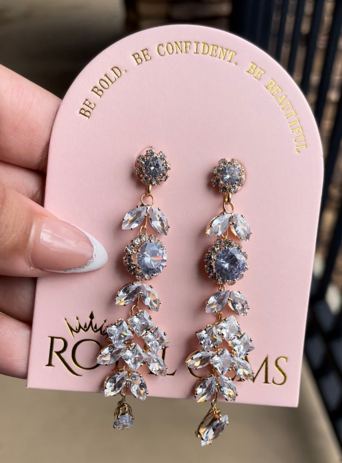 Gold with Silver Rhinestone Earrings