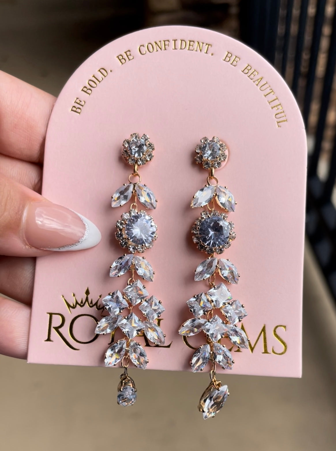 Gold with Silver Rhinestone Earrings