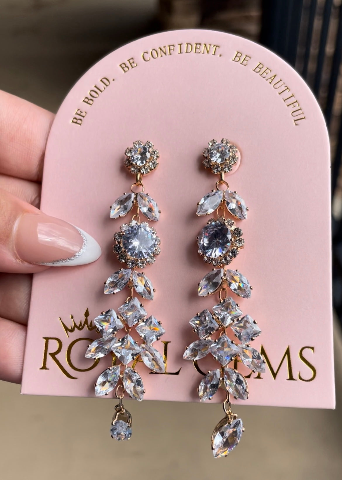 Gold with Silver Rhinestone Earrings
