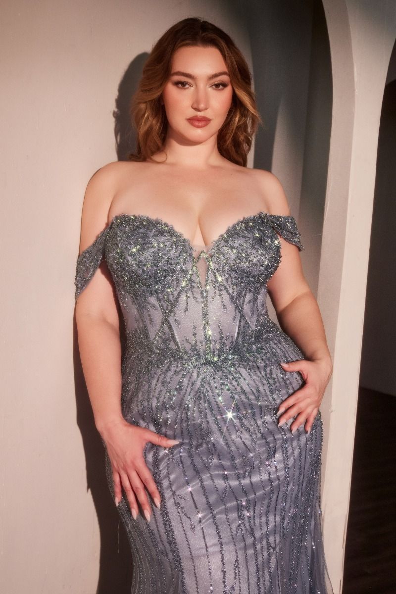 The Melinda off the Shoulder Beaded Gown