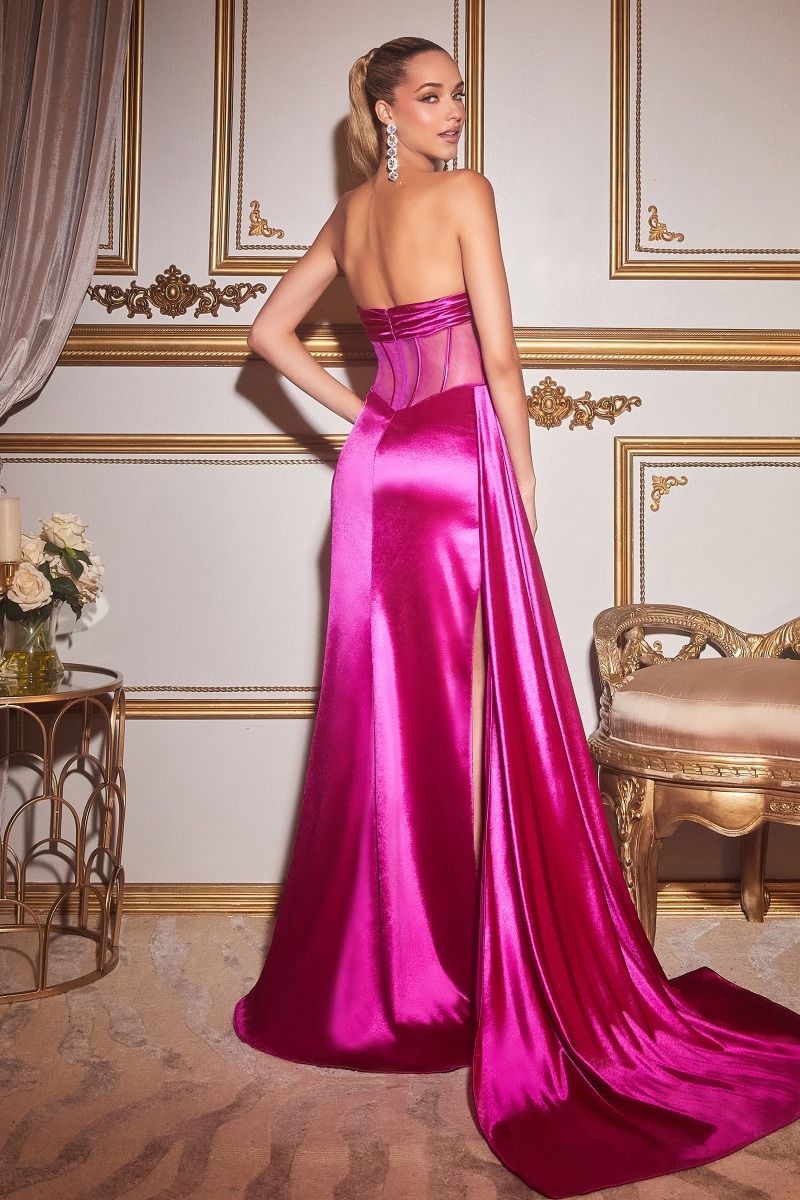 Chloe Satin Strapless Corset Gown