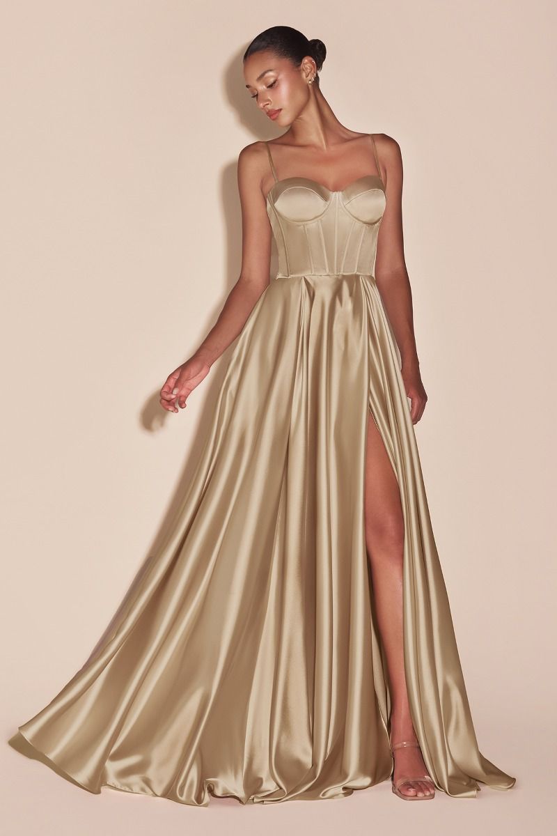 The Corinne A-line Satin Bustier Dress Champagne / 12 The Corinne A-line Satin Bustier Dress Champagne / 12