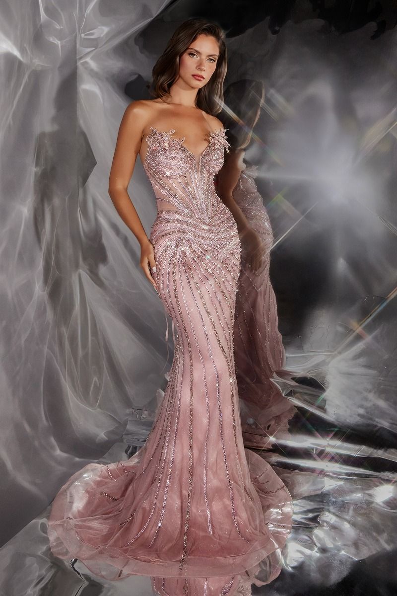 The Addison Strapless Beaded Dress