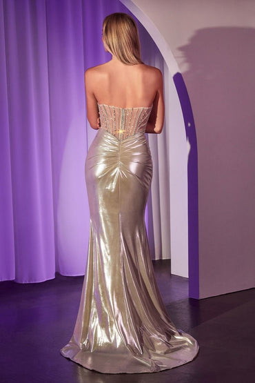 The Fanny Strapless Lame metallic Gown