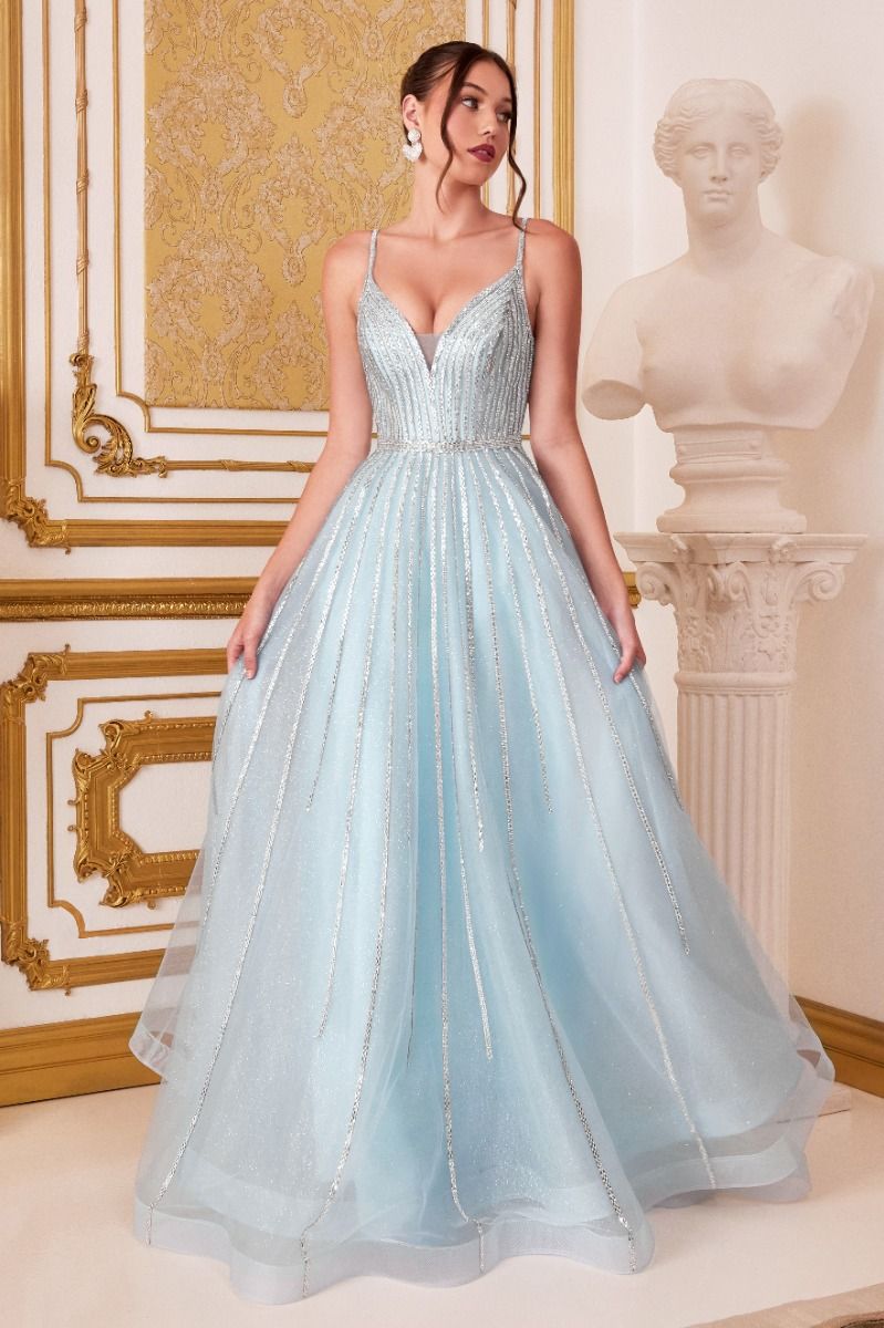 A-line Embellished Tulle Gown Blue / 6 A-line Embellished Tulle Gown Blue / 6