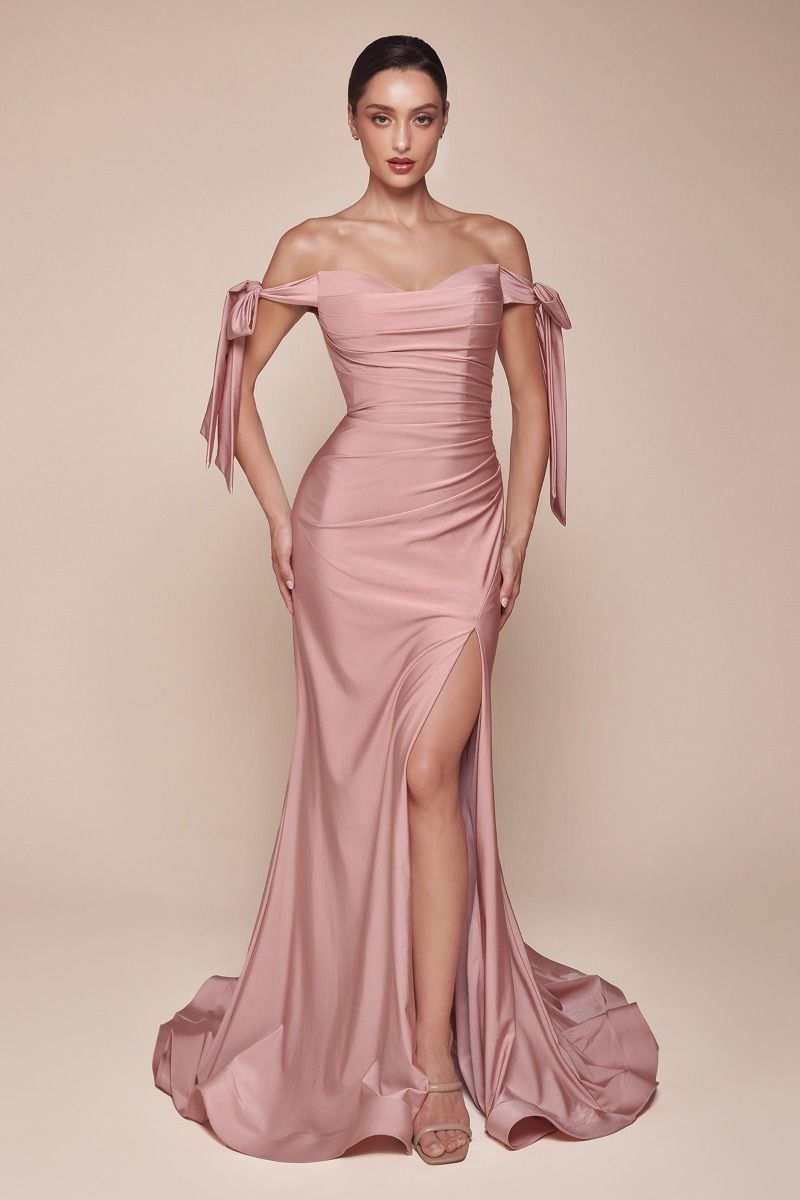 Bow-tie Off-Shoulder Bridesmaid Dress Flower's Dress Boutique Bow-tie Off-Shoulder Bridesmaid Dress Flower's Dress Boutique