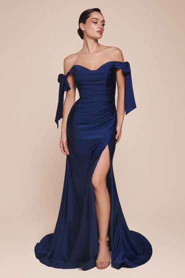 Bow-tie Off-Shoulder Bridesmaid Dress