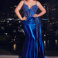 The Andrea Fitted Satin Gown with Beaded Bodice: Plus