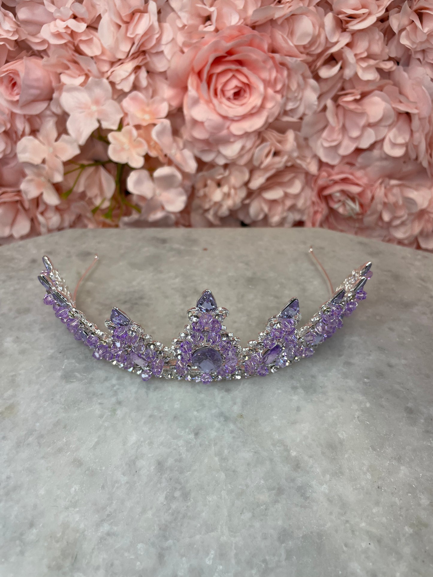 Lilac Rhinestone and Jewel High Point Tiara