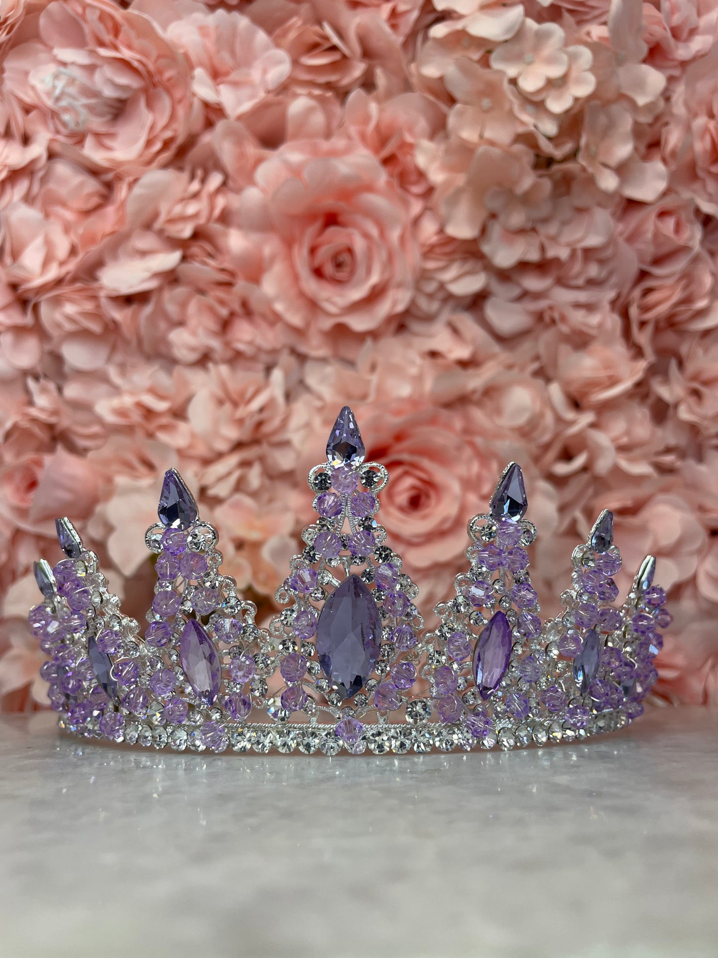 Lilac Rhinestone and Jewel High Point Tiara