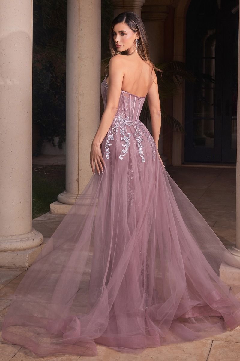 The Alexis Strapless Glitter Gown with Removeable Overskirt