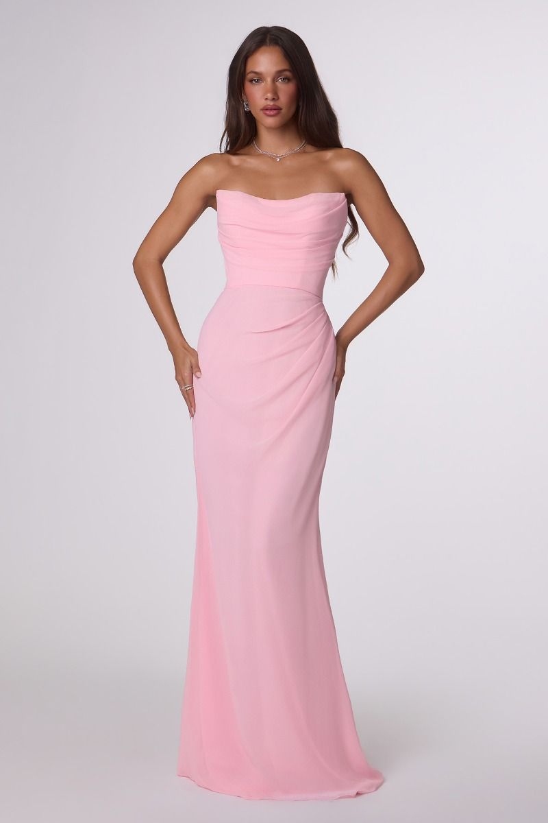 The Isabella Strapless Chiffon Dress