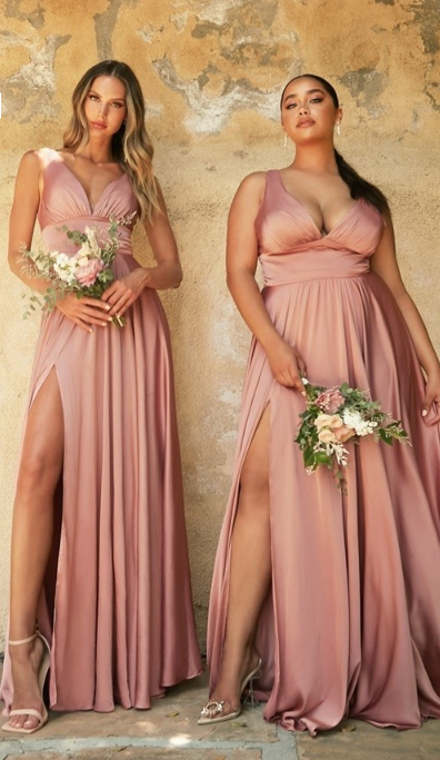 Veronica Satin A-Line V-Neck Bridesmaids Dress