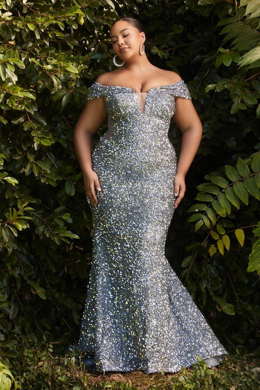 Off the Shoulder Sequin Mermaid Gown