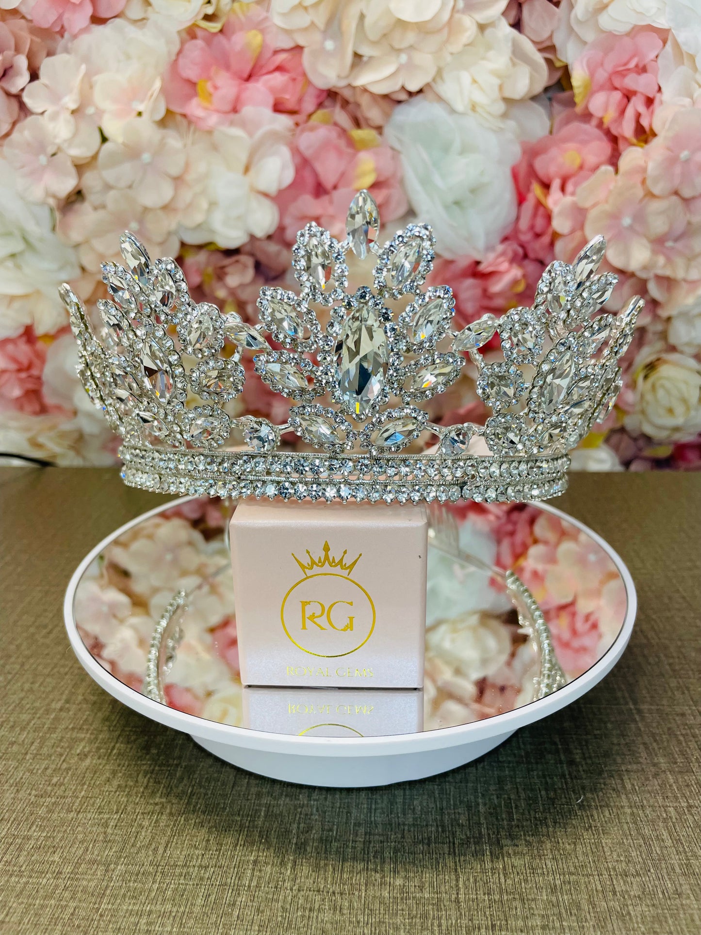 Silver Rhinestone Quinceañera Crown Pageant Tiara