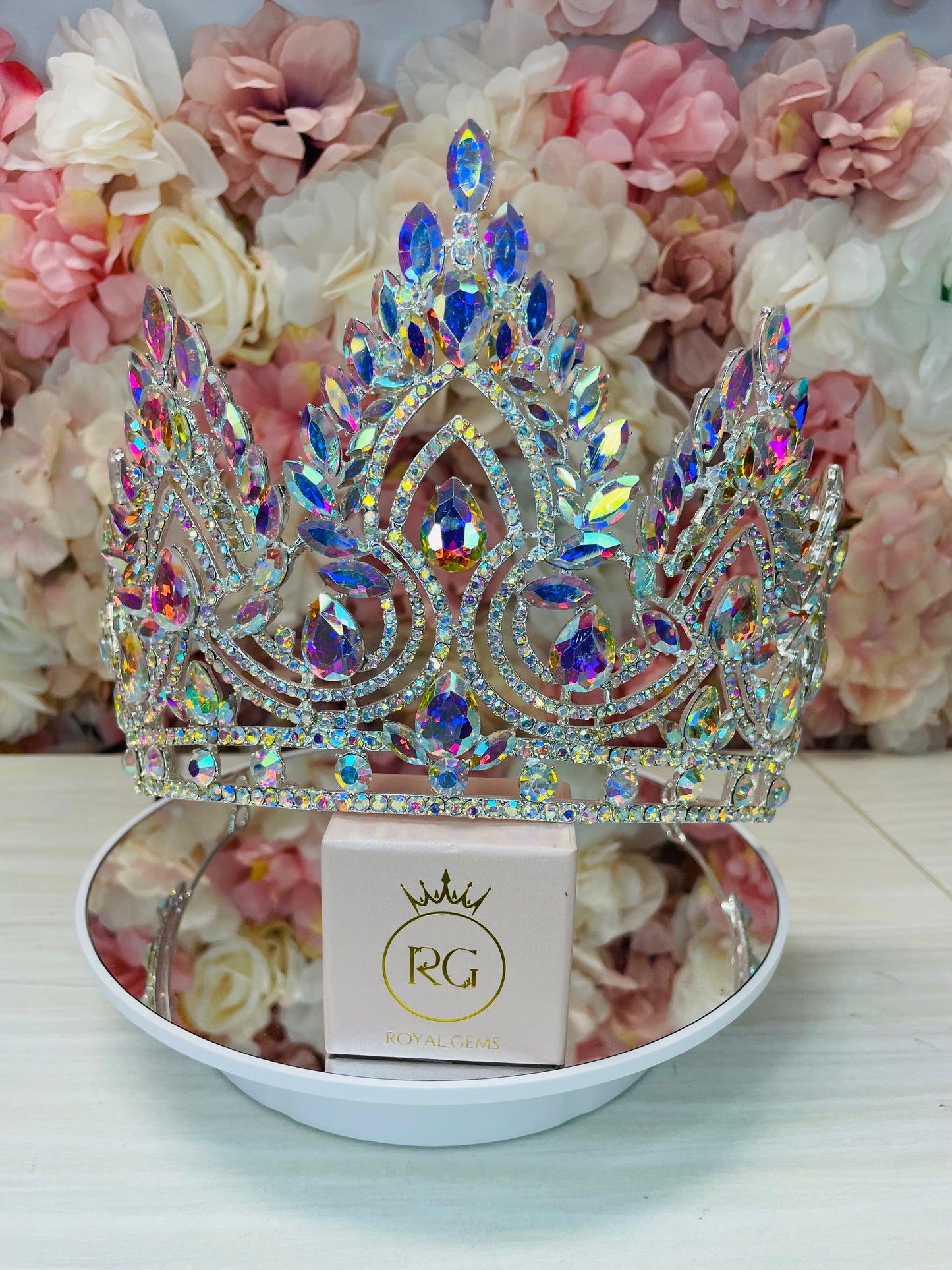 Tall Iridescent Quinceañera Crown