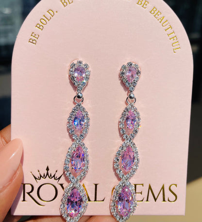 Long Silver and Blush Earrings