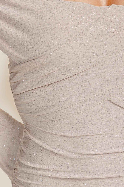 Glitter Off Shoulder Ruffle Sleeve Maxi Dress