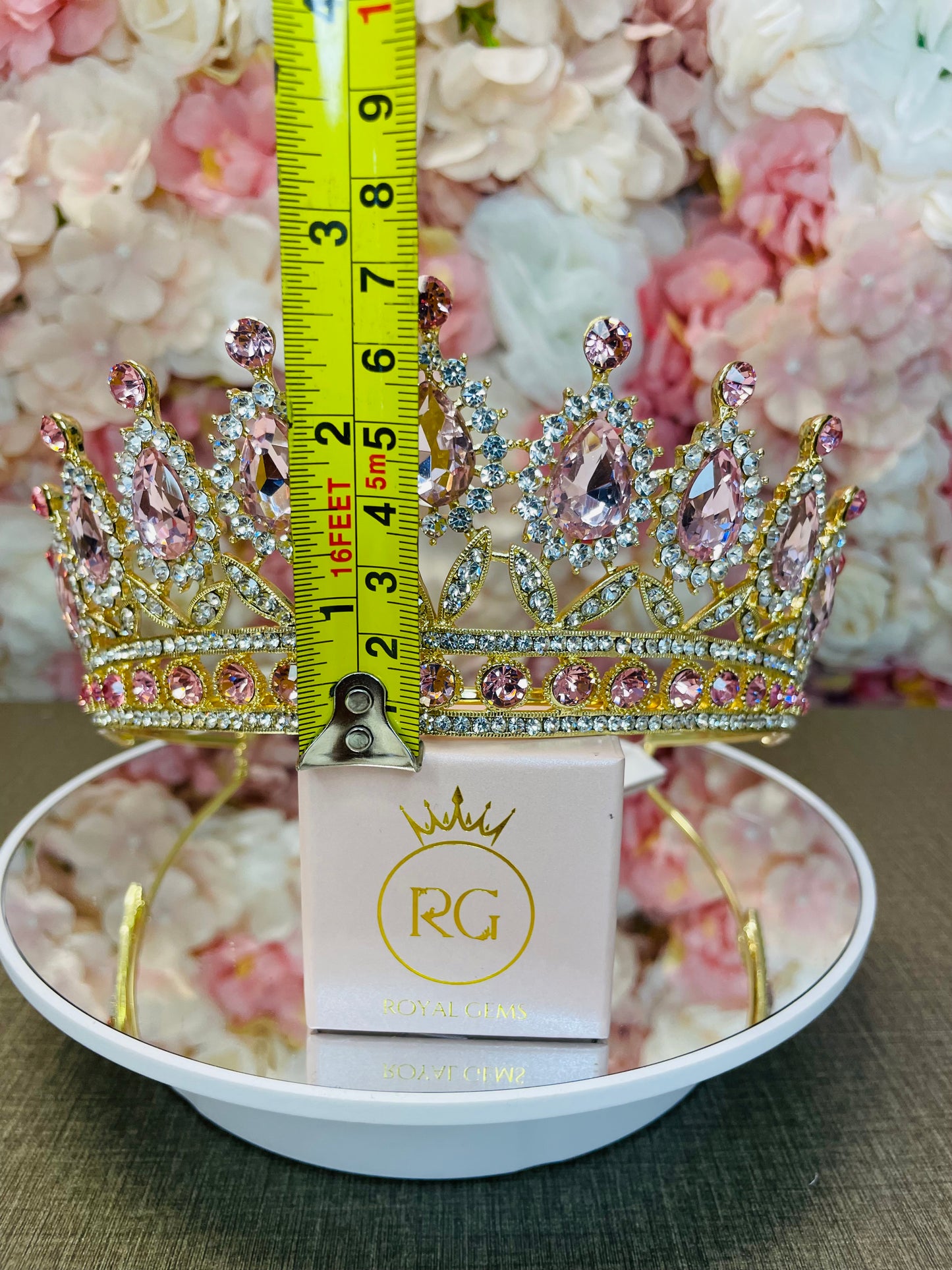 Gold with Pink Quinceañera Crown