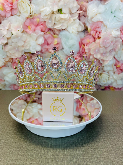 Gold with Pink Quinceañera Crown