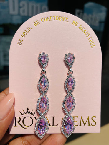 Long Silver and Blush Earrings