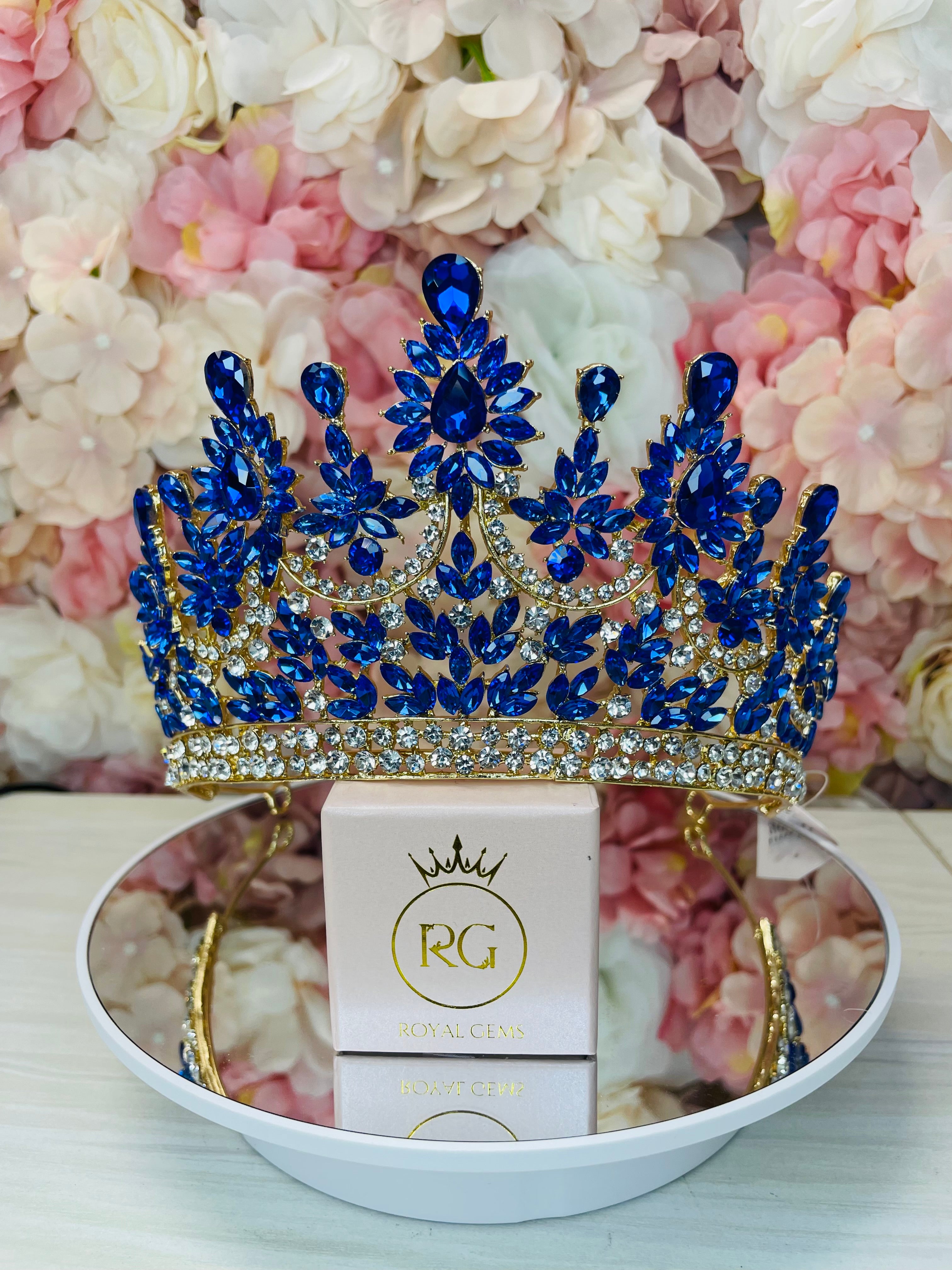 Gold with Royal Blue Crown – Flower's Dress Boutique