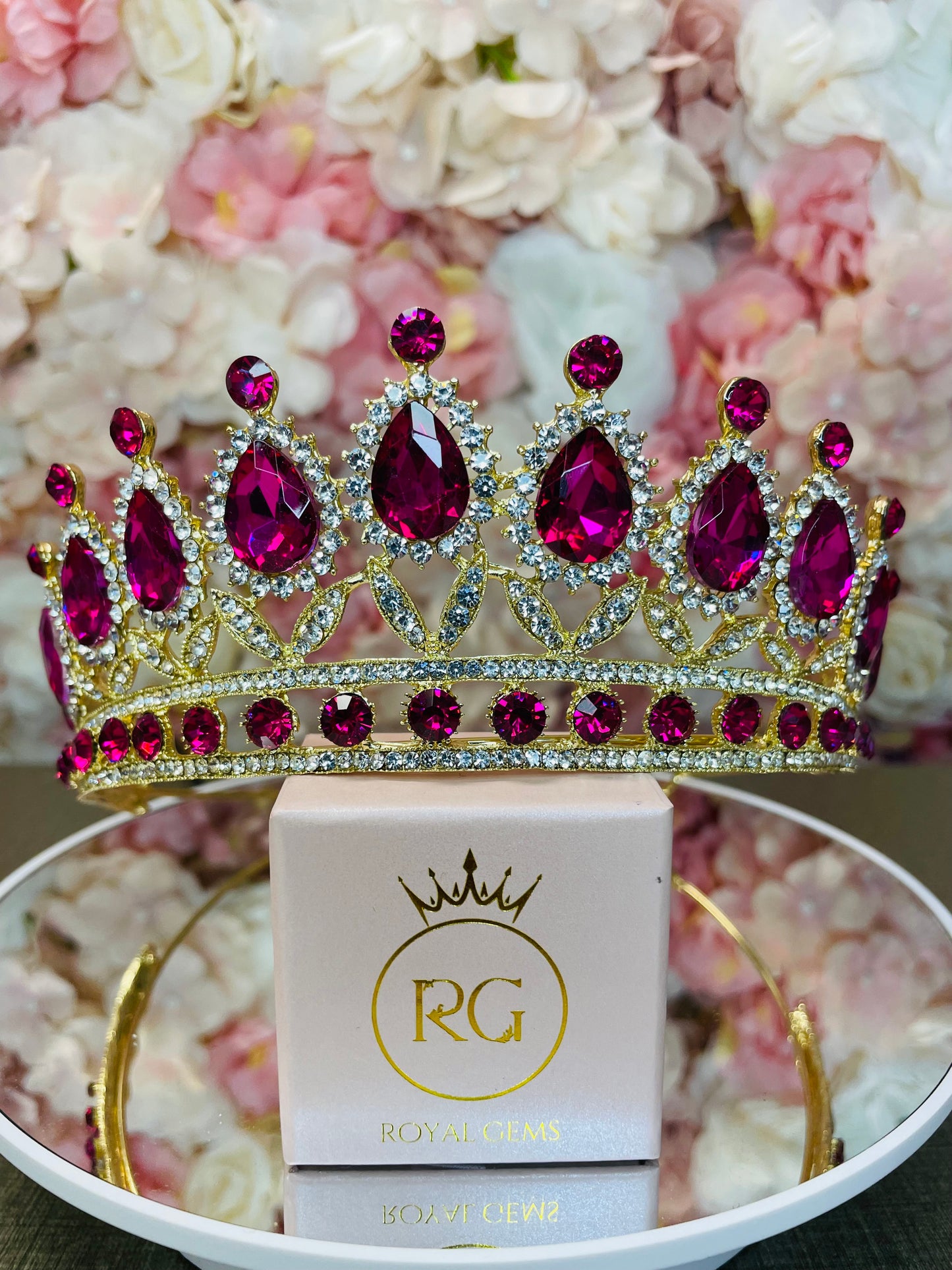 Gold and Fuchsia Quinceañera Crown