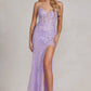 The Valentina Sheer Sequin Gown with Floral Appliques