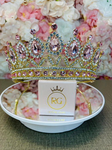 Gold with Pink Quinceañera Crown