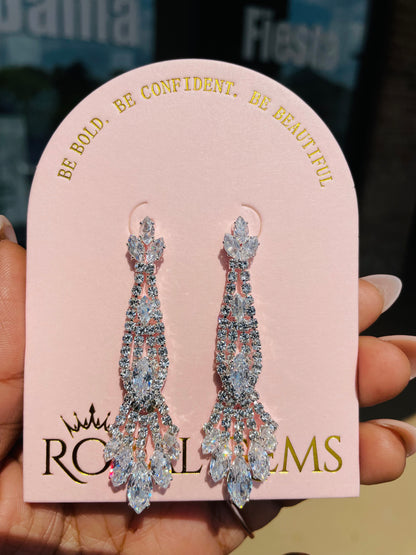 Long Silver Dangle Earrings