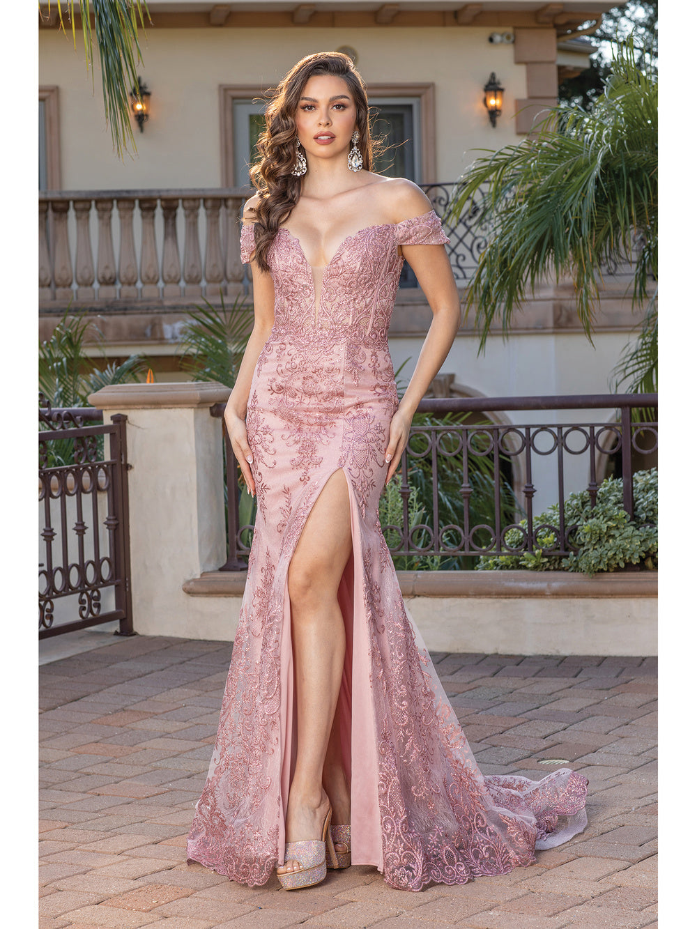 Anastasia Off the Shoulder Gown with Long Train