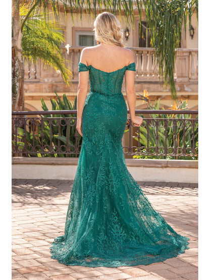 Anastasia Off the Shoulder Gown with Long Train