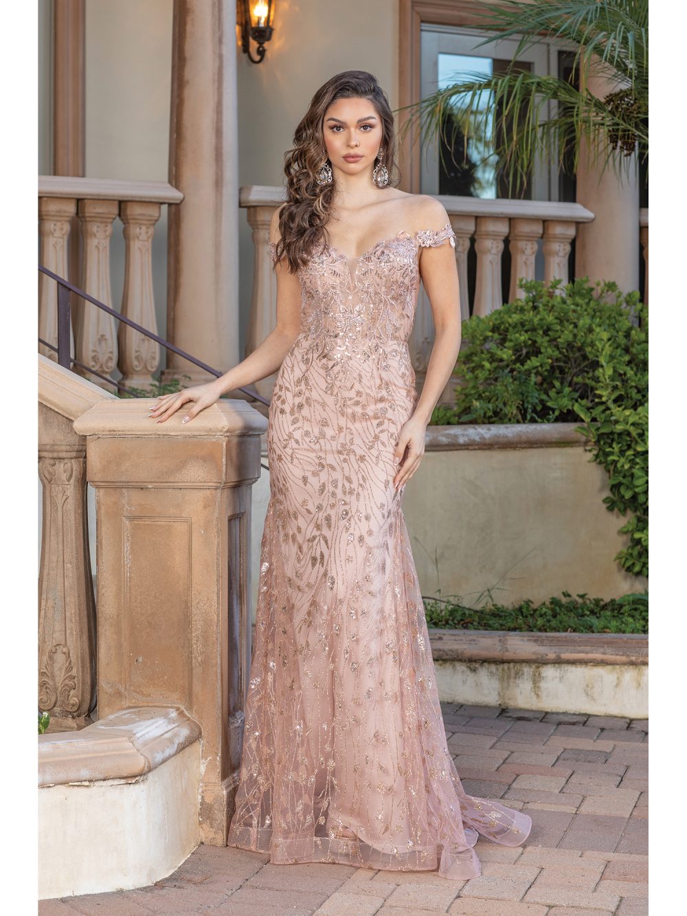 Georgina Sparkling Evening Gown Rose Gold / Large Georgina Sparkling Evening Gown Rose Gold / Large