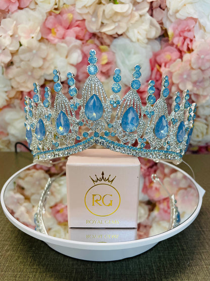 Ice Blue Quinceañera Crown Pageant Tiara