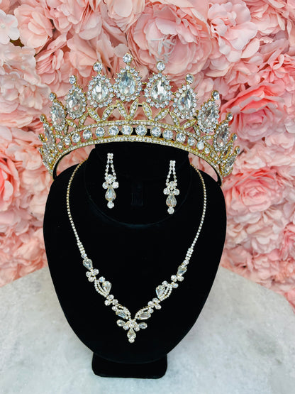 Gold with Silver Crystals Crown Set