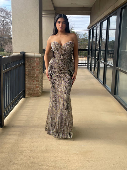 The Ally Strapless Glitter Embellished Gown