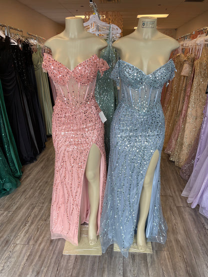 Daniella Off the Shoulder Sequin Gown